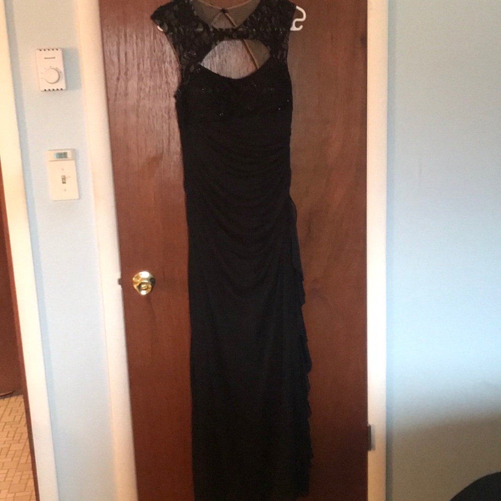 Long black dress with open back
